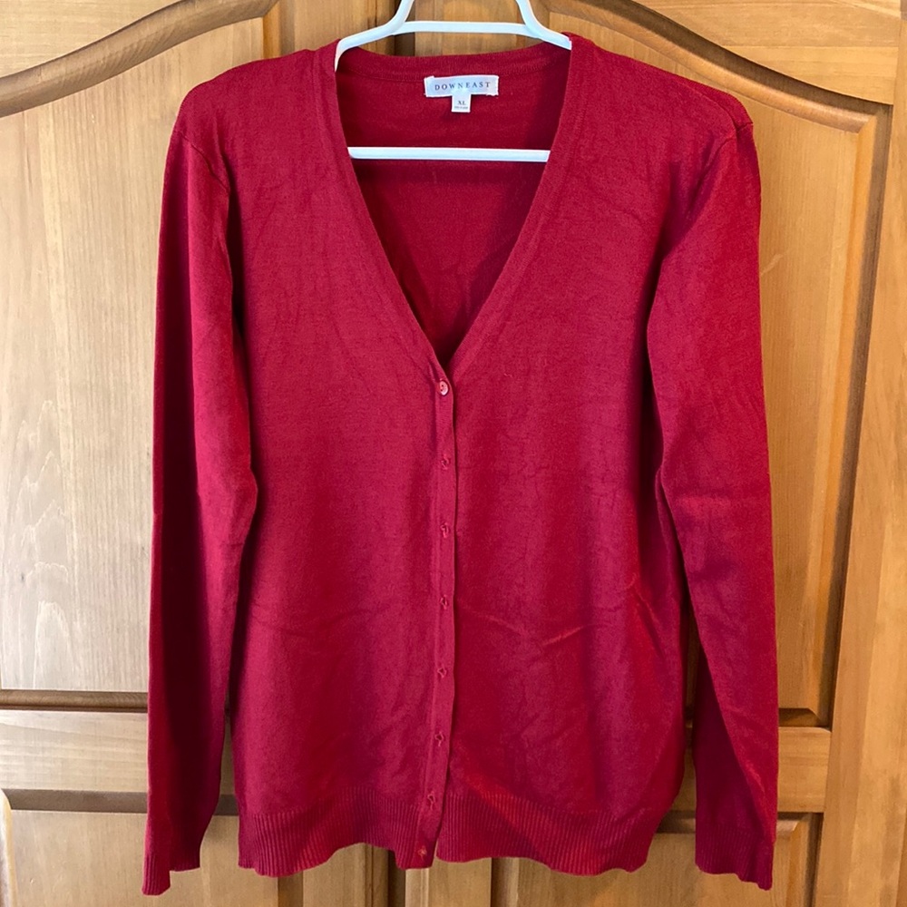 Down East Basics Long Sleeve V-Neck Cardigan